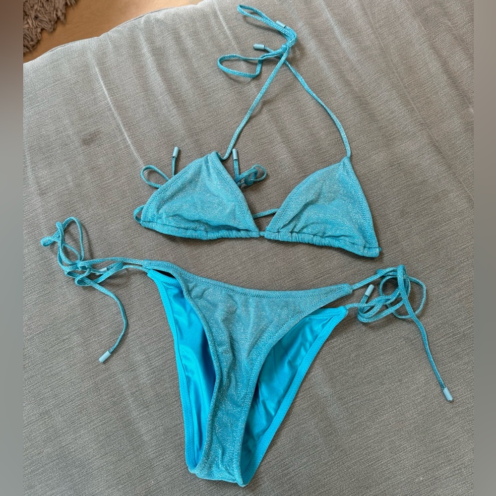 VINCA- turquoise sparkle triangl bikini